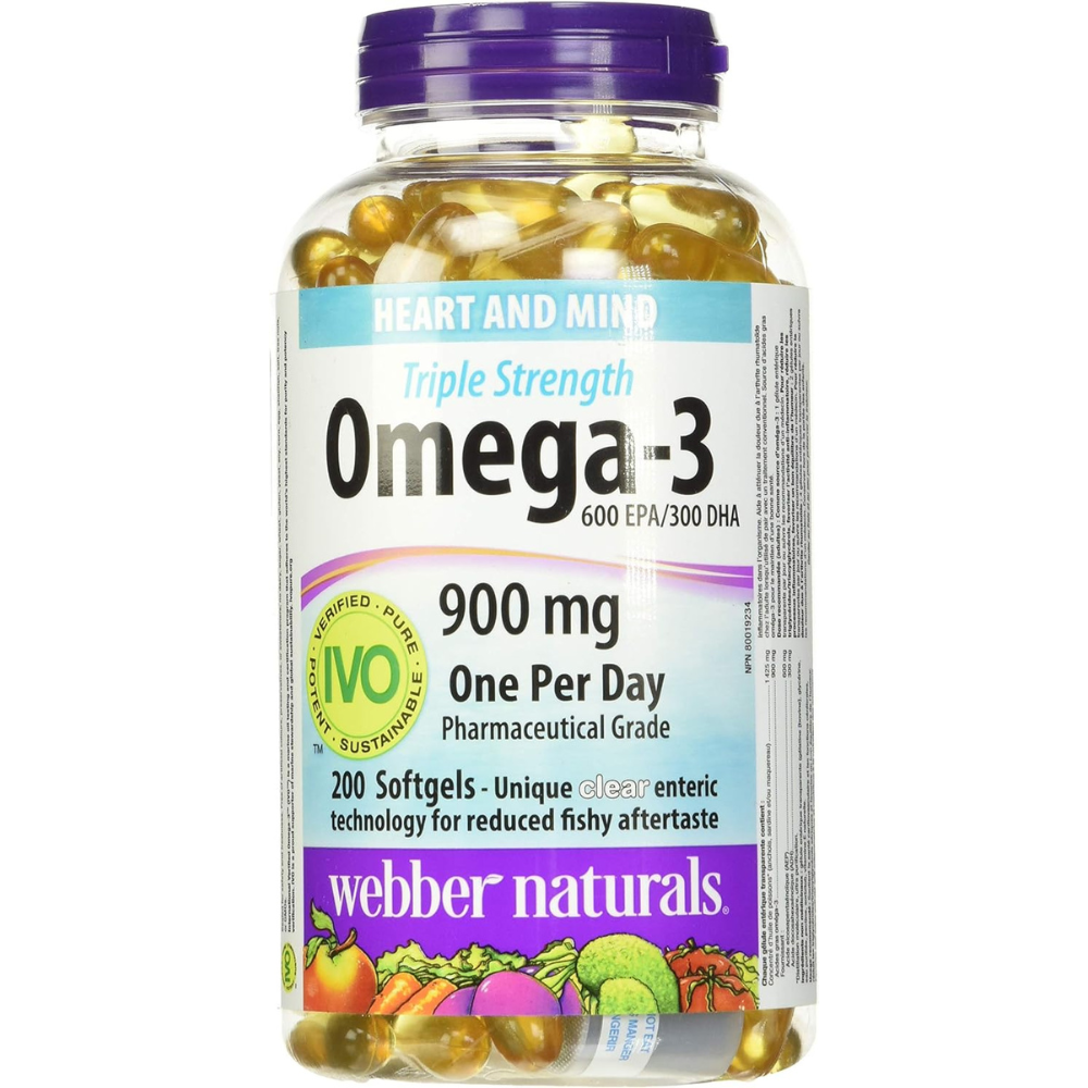 Webber Naturals Triple Strength (Omega 3) 900 Mg 200 Softgels, 200 Count