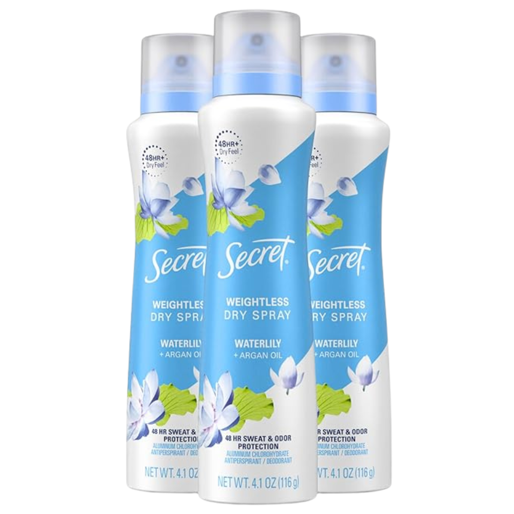 Secret Dry Spray Deodorant, Waterlily and Argan Oil