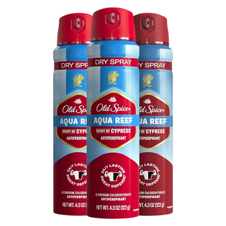 Old Spice Men's Antiperspirant & Deodorant Invisible Dry Spray Aqua Reef, 24/7 Odor Protection, 4.30oz
