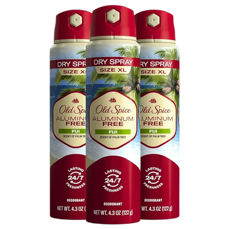Old Spice Men's Aluminum Free Deodorant Dry Body Spray, Fiji, 24/7 Odor Protection, 4.3oz