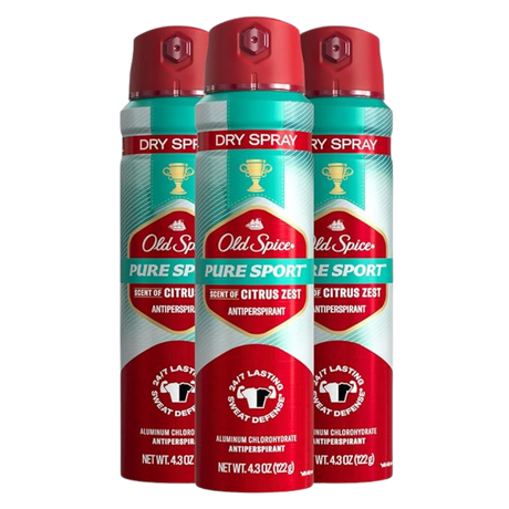 Old Spice Men's Antiperspirant & Deodorant Invisible Dry Spray Pure Sport Plus 24/7 Odor Protection, 4.3oz