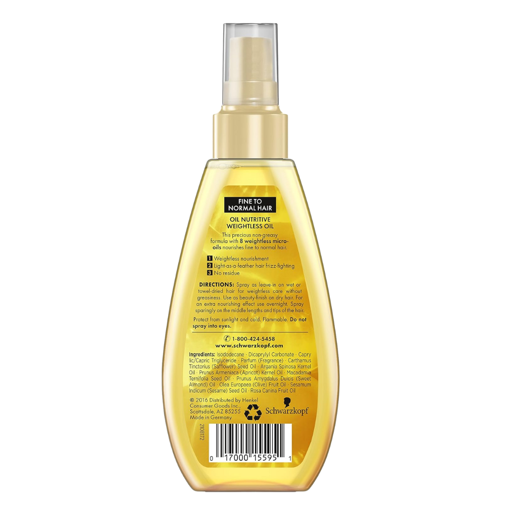 GLISS Hair Repair Nutritive Oil, Weightless Treatment for Fine to Normal Hair, 5.1 Ounces