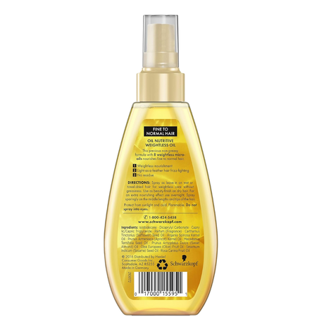GLISS Hair Repair Nutritive Oil, Weightless Treatment for Fine to Normal Hair, 5.1 Ounces