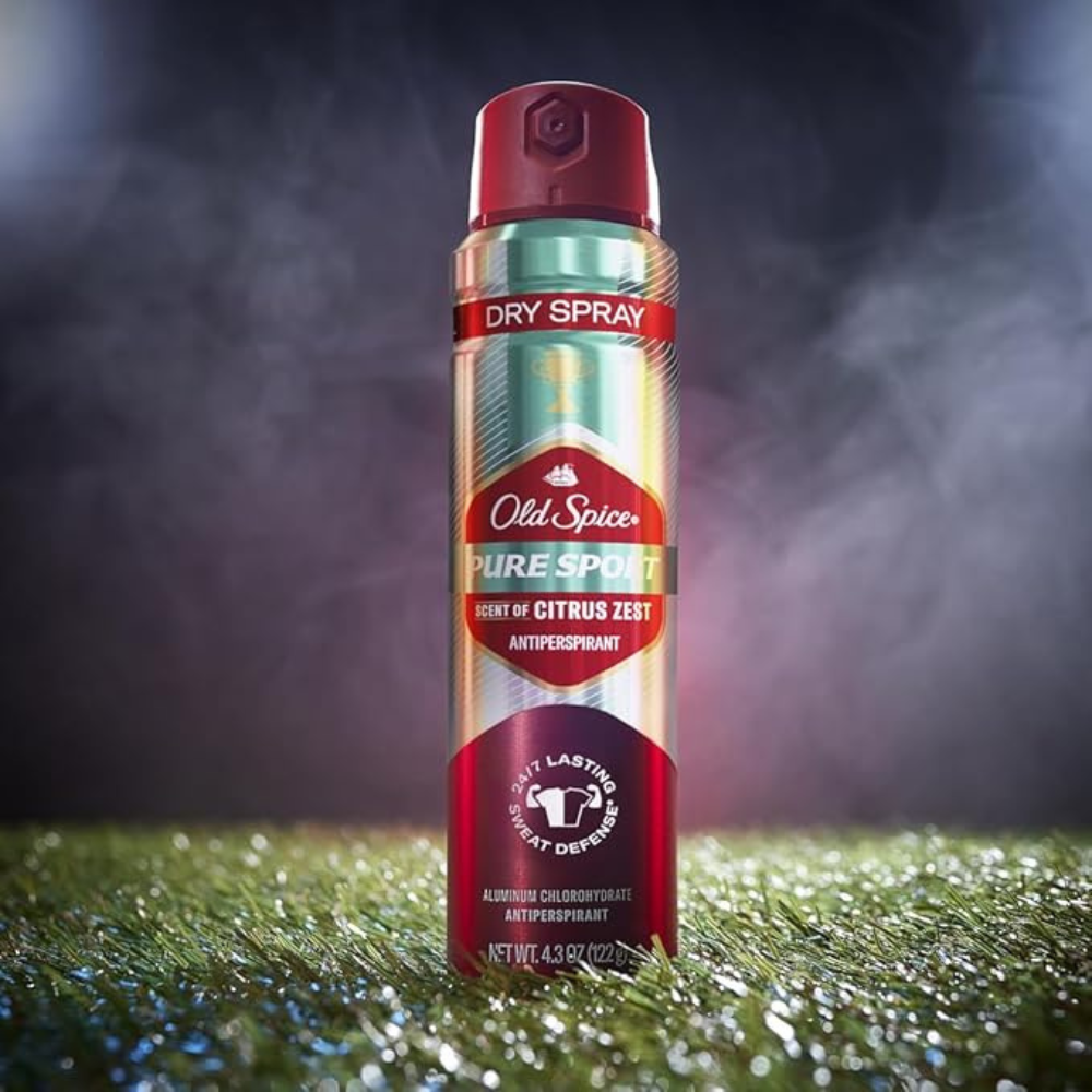 Old Spice Men's Antiperspirant & Deodorant Invisible Dry Spray Pure Sport Plus 24/7 Odor Protection, 4.3oz
