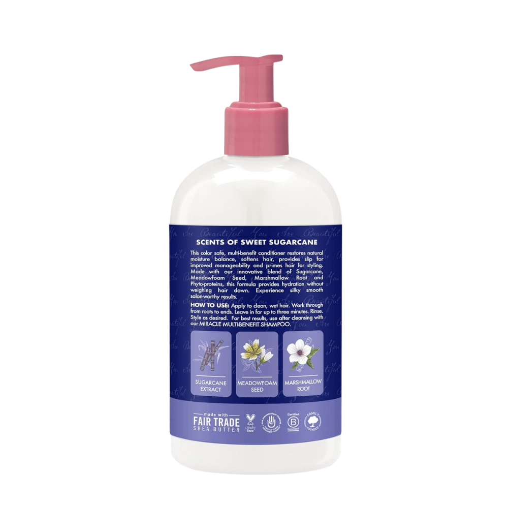 SheaMoisture Silicone Free Conditioner for Dry Hair, Sugarcane and Meadowfoam, Sulfate Free Conditioner, 13 Oz