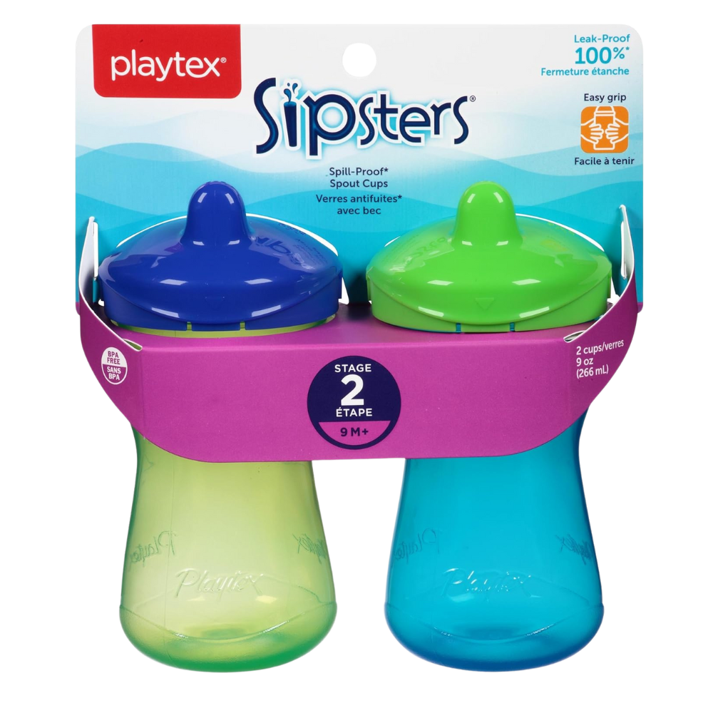 Playtex Sipsters Stage 2 Spill-Proof, Leak-Proof, Break-Proof Spout Sippy Cups - 9 Ounce - 2 Count (Color May Vary) Visit the Playtex Baby Store