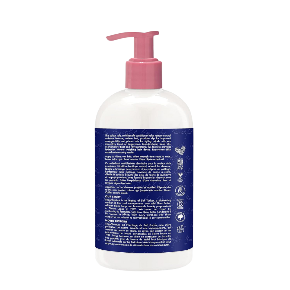 SheaMoisture Silicone Free Conditioner for Dry Hair, Sugarcane and Meadowfoam, Sulfate Free Conditioner, 13 Oz