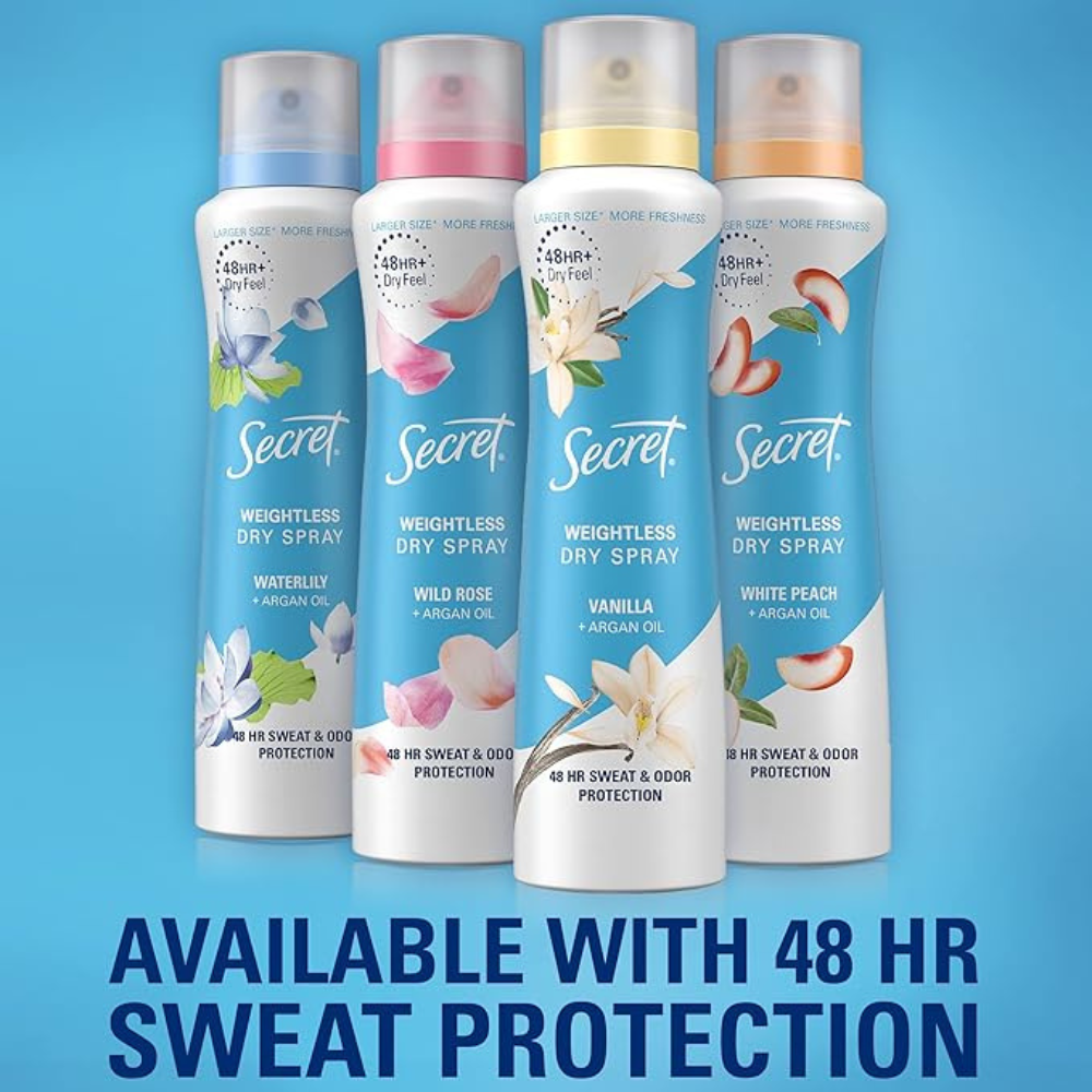 Secret Dry Spray Deodorant, Waterlily and Argan Oil