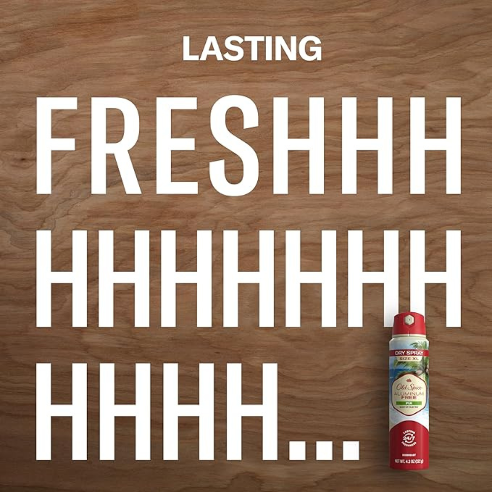 Old Spice Men's Aluminum Free Deodorant Dry Body Spray, Fiji, 24/7 Odor Protection, 4.3oz