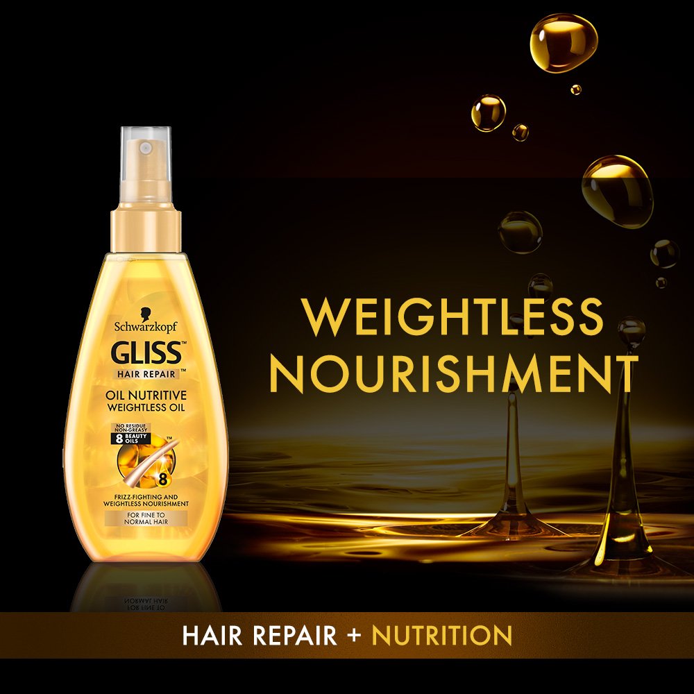 GLISS Hair Repair Nutritive Oil, Weightless Treatment for Fine to Normal Hair, 5.1 Ounces