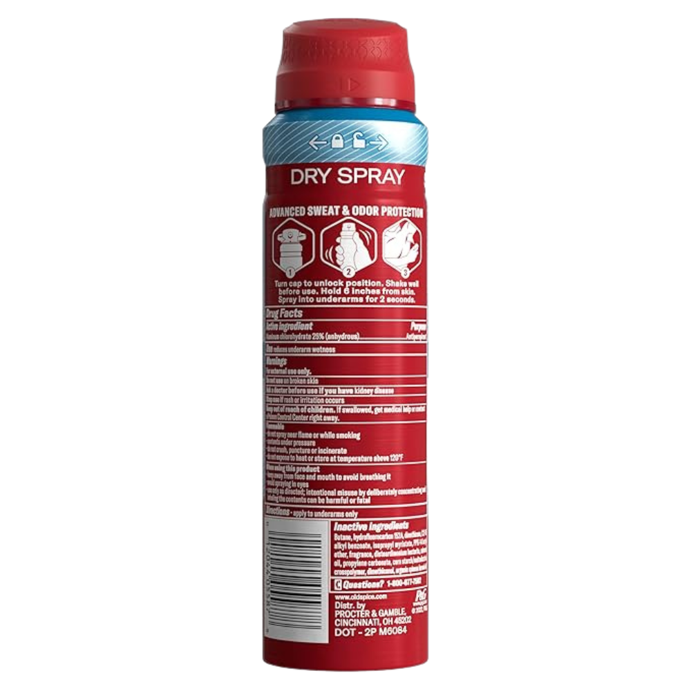 Old Spice Men's Antiperspirant & Deodorant Invisible Dry Spray Aqua Reef, 24/7 Odor Protection, 4.30oz