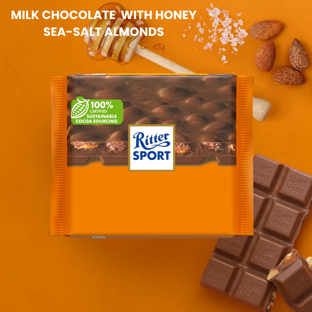 Ritter Sport Milk Chocolate with honey sea-salt almonds (1pc)