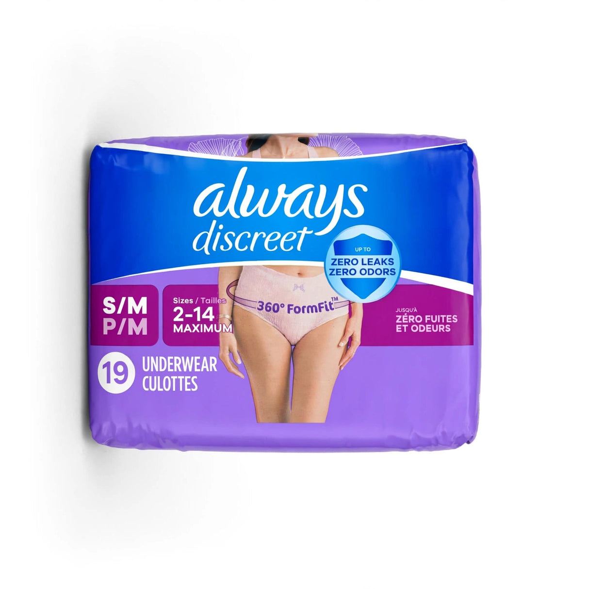 Always Discreet Incontinence Underwear for Women, S/M, Maximum Absorbency