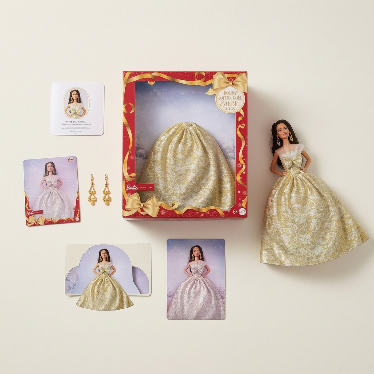 Barbie Signature 2025 Holiday Barbie Collectible Fashion Doll – Gold & White Gown