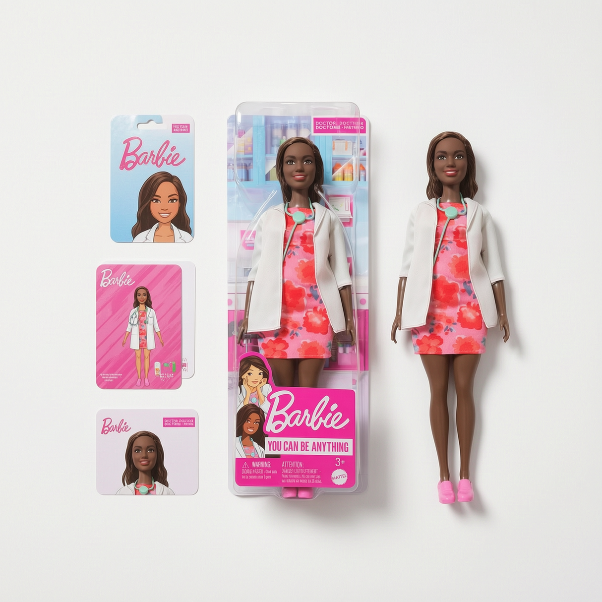 Barbie You Can Be Anything Doctor Doll – Floral Dress & White Coat