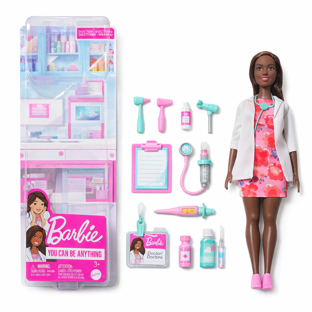 Barbie You Can Be Anything Doctor Doll – Floral Dress & White Coat