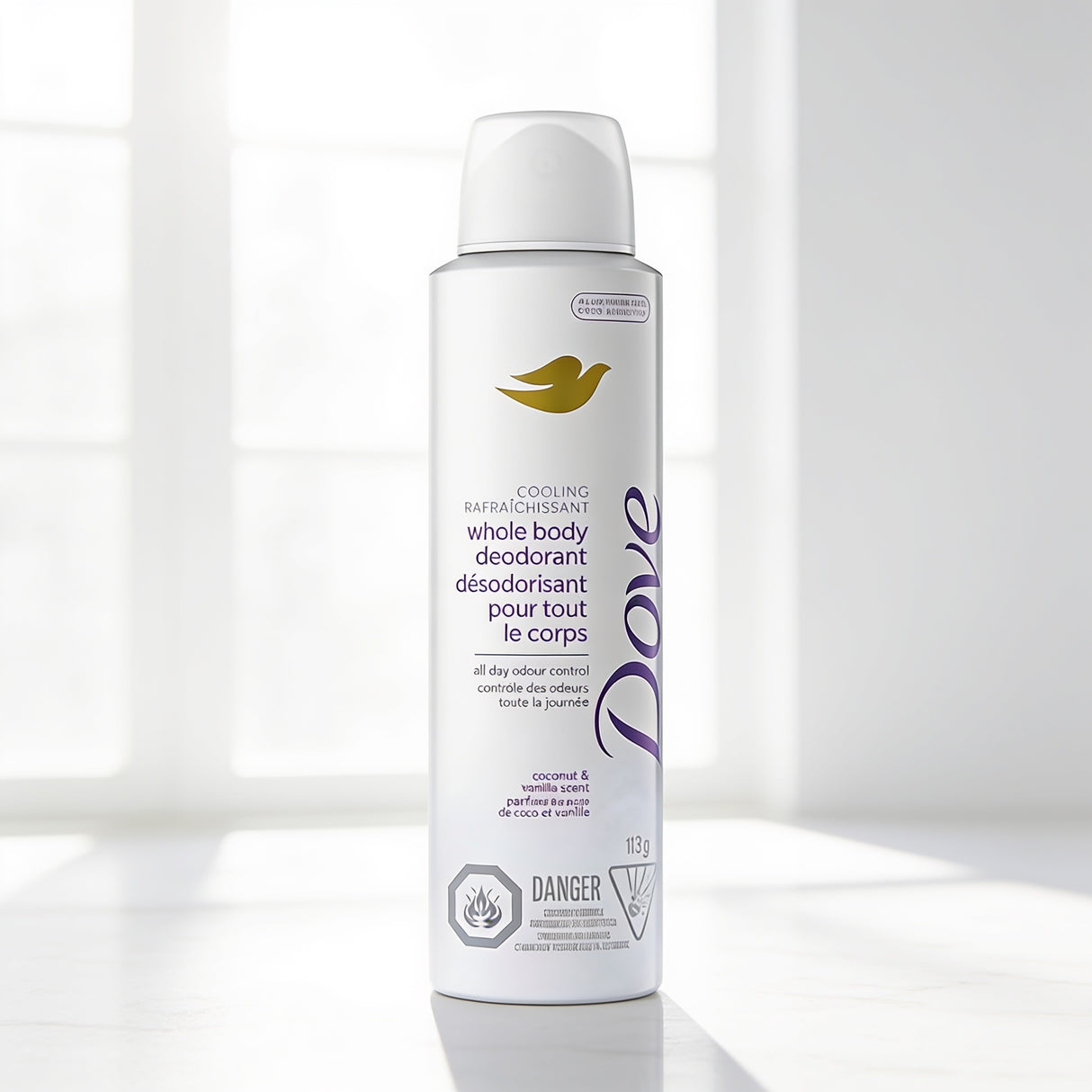 Dove Cooling Whole Body Deodorant, Coconut & Vanilla Scent, 115 g