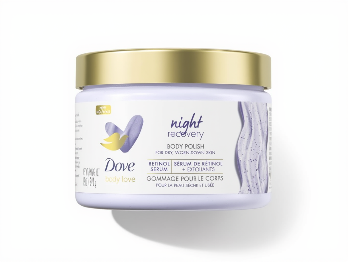 Dove Body Love Body Polish Night Recovery Body Scrub with Retinol & Botanical Oils 340g