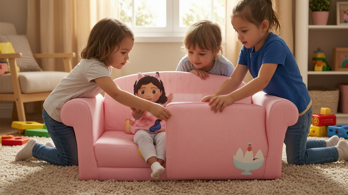 Gabby’s Dollhouse 2‑in‑1 Kids Flip Open Foam Sofa