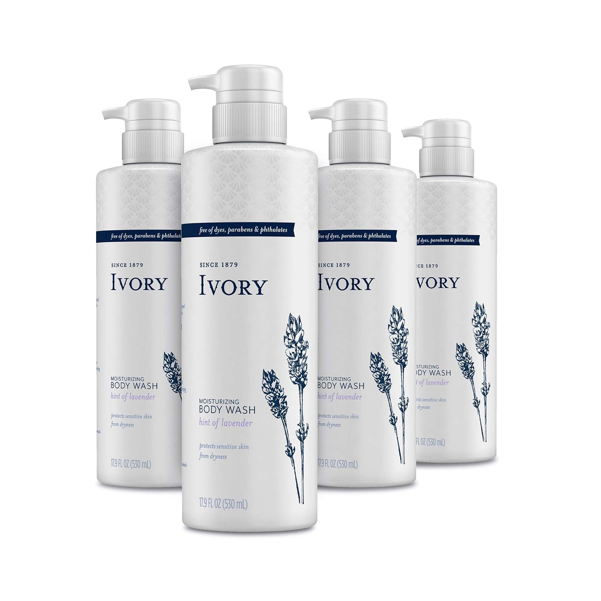 Ivory Sensitive Skin Moisturizing Body Wash, Hint of Lavender, 17.9 Fl Oz