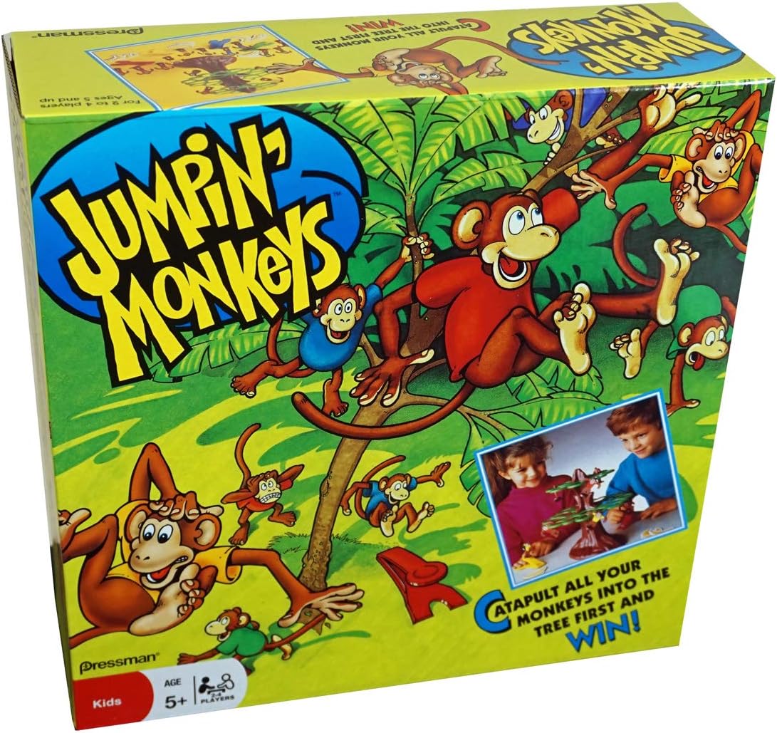 Pressman Jumpin' Monkeys: Catapult Your Monkeys Into The Tree to Win, Multi, 5"