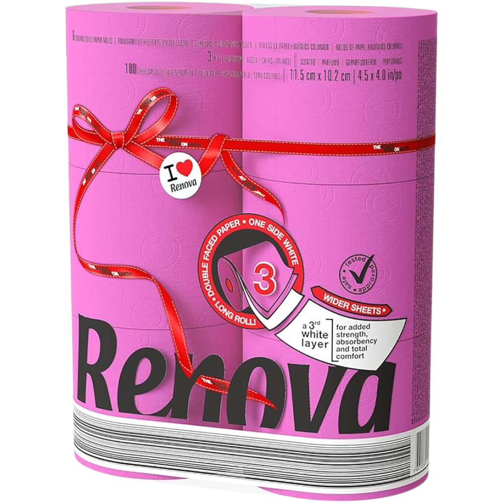 Renova Red Label Maxi Toilet Paper, Fucsia