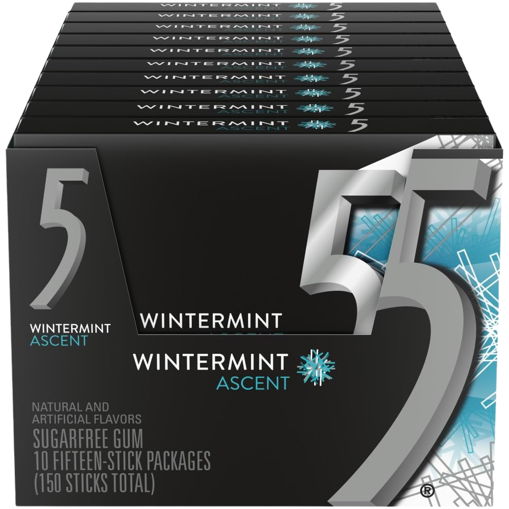 5 Gum Wintermint Ascent Sugarfree Chewing Gum, 15-Stick Pack