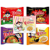 Samyang Buldak Chicken Stir Fried Ramen Korean Hot Spicy Ramen - 5 Flavor Variety Pack Cream Carbonara, Kimchi, Habanero, Cheese, Cheese - Korean Noodle Gift Set. Tiktok Ghost Spicy Challenge Your Tastebuds (5 Variety)