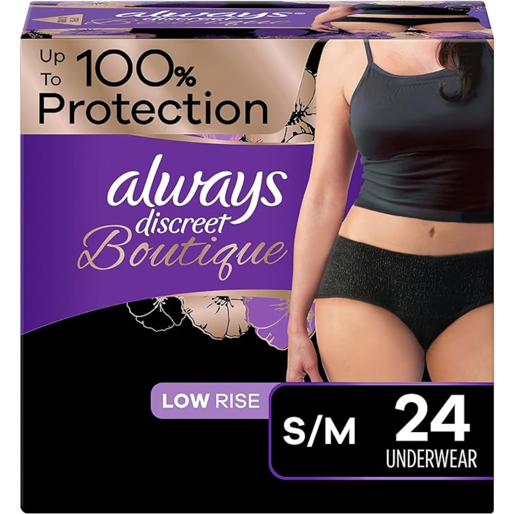 Always Discreet Boutique Postpartum Underwear Black - Small/Medium 24ct