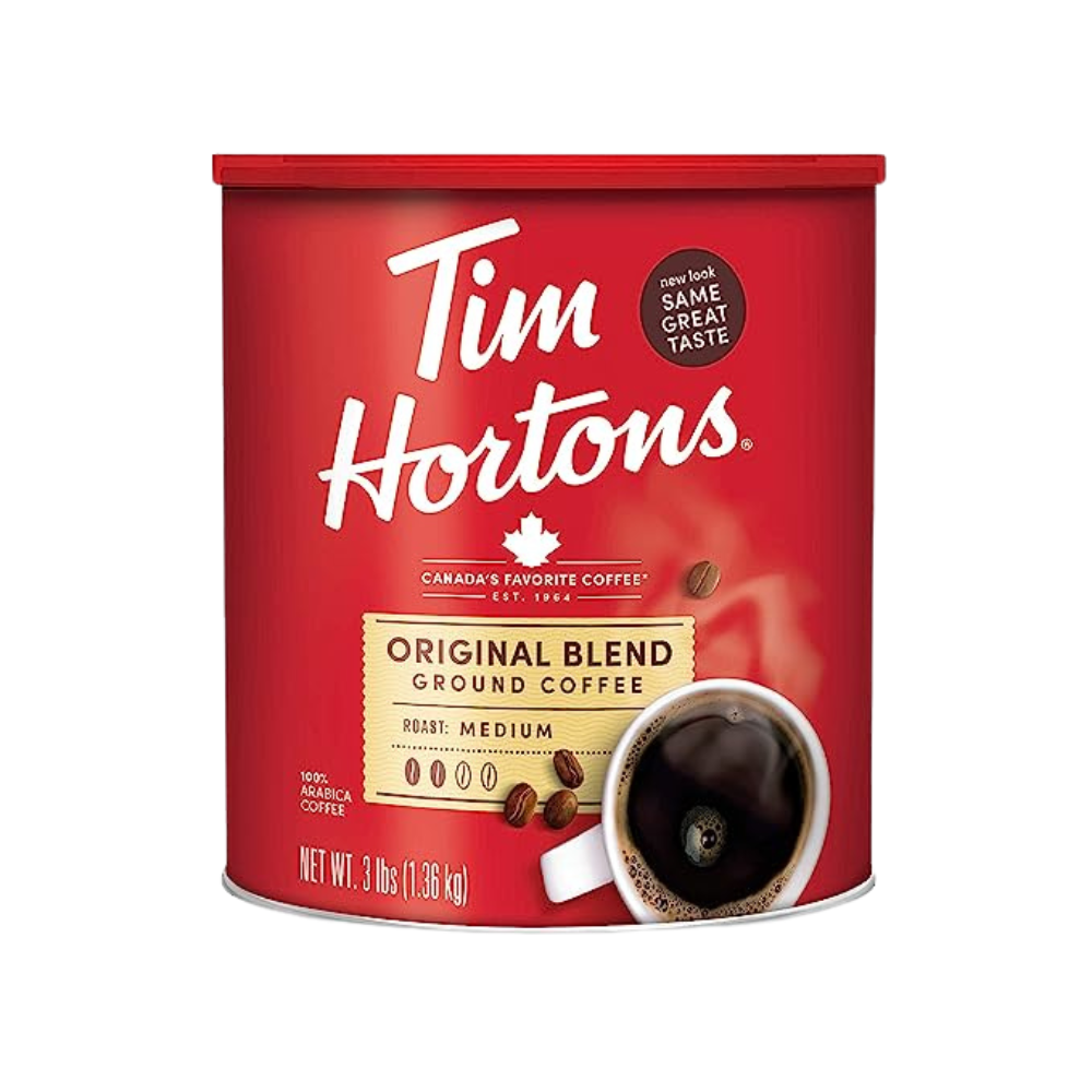 Tim Hortons Original Blend, Medium Roast Ground Coffee, Canada’s Favorite Coffee, Made with 100% Arabica Beans, 48 Ounce Canister