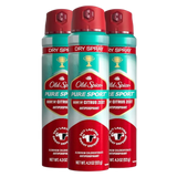 Old Spice Men's Antiperspirant & Deodorant Invisible Dry Spray Pure Sport Plus 24/7 Odor Protection, 4.3oz (Pack of 3)