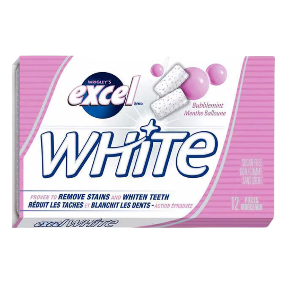 Excel White Sugar-free Bubblemint Gum 12 packs of 12
