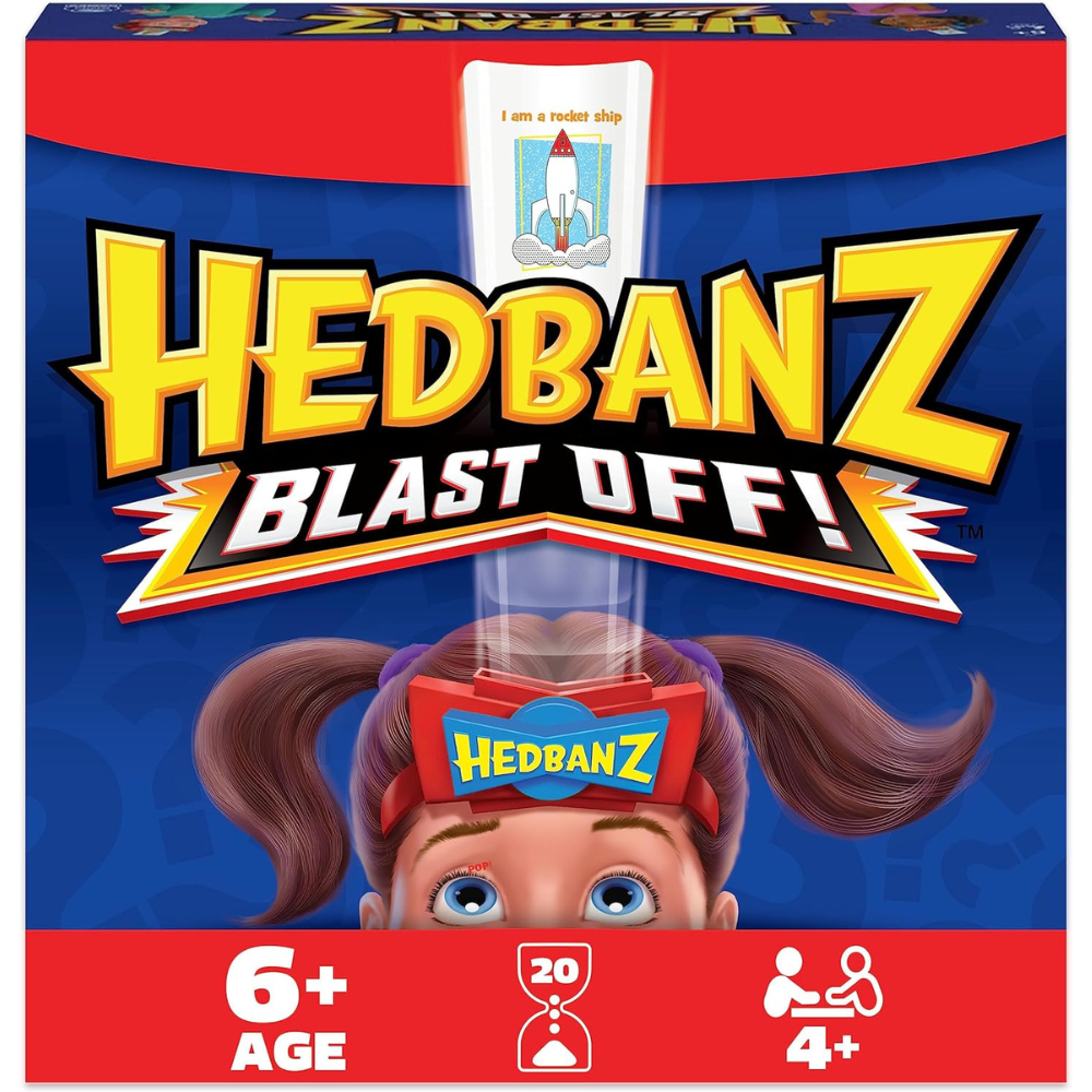 Hedbanz Blast Off! Guessing Game with 25 Bonus Cards, for Kids and Families Ages 6 and up (Amazon Exclusive)