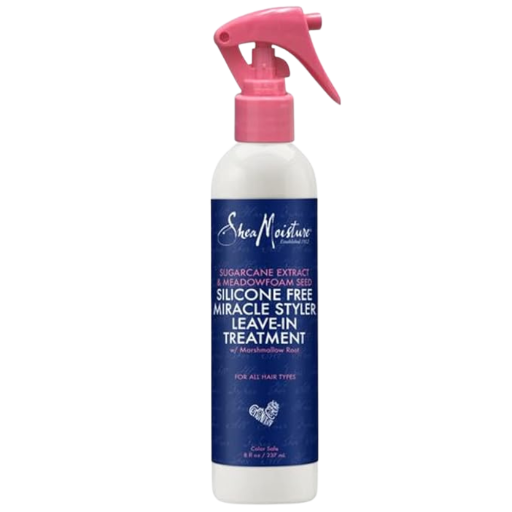Shea Moisture Silicone Free Miracle Styler Leave In Conditioner Spray with Sugarcane Extract and Meadowfoam Seed, Unisex Leave In Treatment Detangler Spray, 8 Oz
