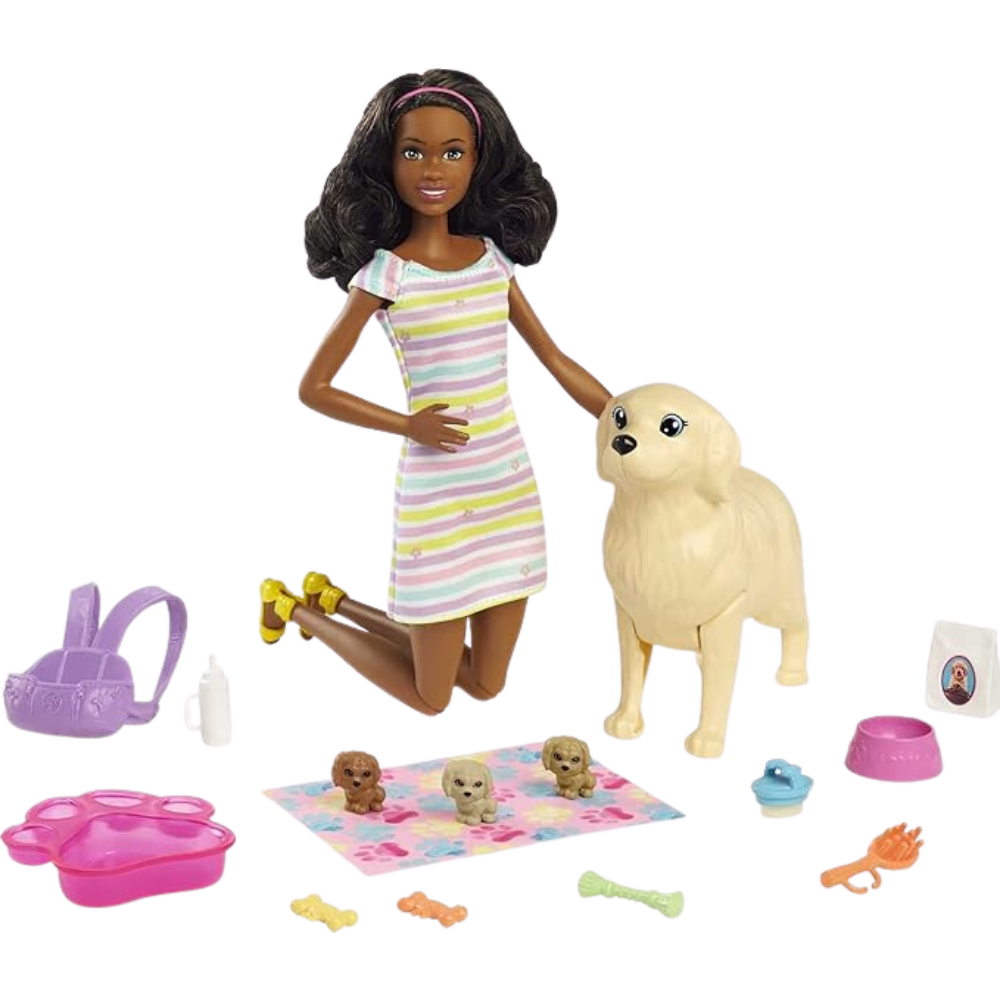 Barbie Doll & Pets,  Brunette Doll with Mommy Dog