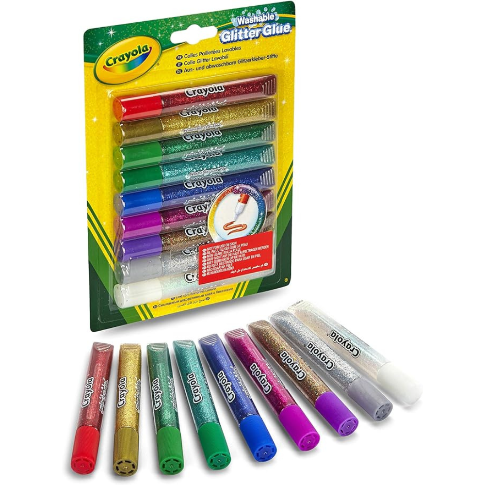 Crayola Washable Glitter Glue Pens, 9 Count, Colors may vary