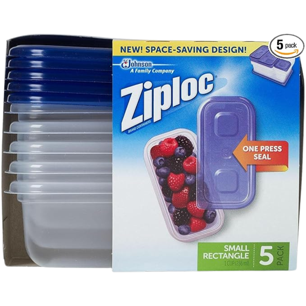 Ziploc One Press Seal Small Rectangle Container - 5 ct