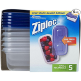 Ziploc One Press Seal Small Rectangle Container - 5 ct