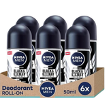 Nivea BLACK WHITE ORIGINAL, ROLL-ON – FREE ALCOHOL, ANTIPERSPIRANT DEODORANT, 48 HOURS PROTECTION, 1.7 OZ (Pack of 6), 50.0 milliliters