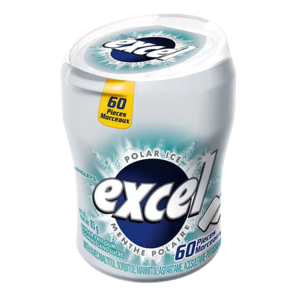 Excel Sugar-free Polar Ice Gum Bottles 6 packs of 60