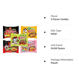 Samyang Buldak Chicken Stir Fried Ramen Korean Ramen (5 Flavor Combo, 5 Pack)