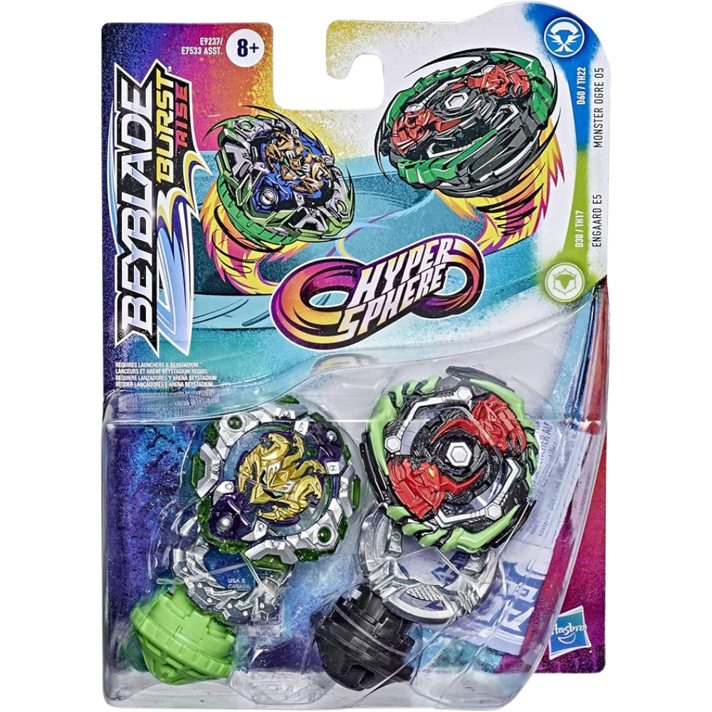 Beyblade Burst Rise Hypersphere Dual Pack Monster Ogre O5 and Engaard E5-2 Right-Spin Battling Top Toys, Ages 8 and Up