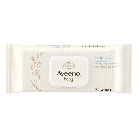 AVEENO Baby Daily Care Wipes - Cleanse Gently and Efficiently - Baby Wipes - Baby Essentials - 72 Wipes, Lid On Each Pack, Pack of 12 (864 Wipes in Total)