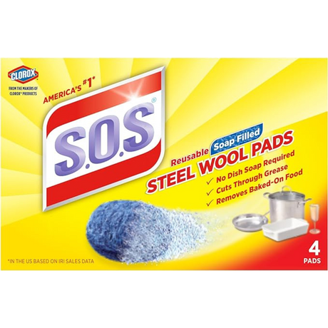 S.O.S. Steel Wool Soap Pads, 4 Count