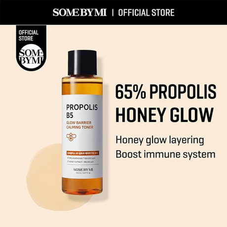 SOME BY MI Propolis B5 Glow Barrier Calming Toner - 5.07Oz, 150ml - Made from Propolis and Panthenol for Glass Skin - Skin Brightening and Calming Effect - Pore and Sebum Care - Korean Skin Care