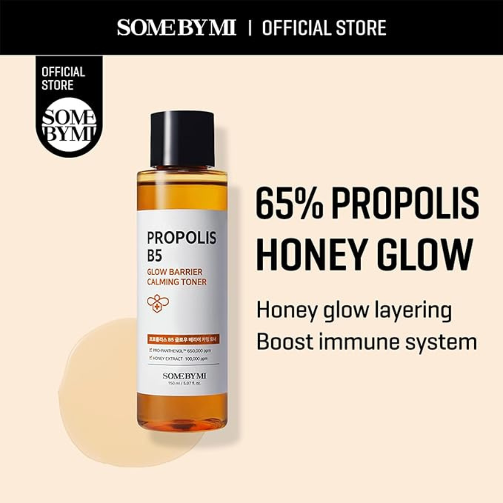 SOME BY MI Propolis B5 Glow Barrier Calming Toner - 5.07Oz, 150ml - Made from Propolis and Panthenol for Glass Skin - Skin Brightening and Calming Effect - Pore and Sebum Care - Korean Skin Care