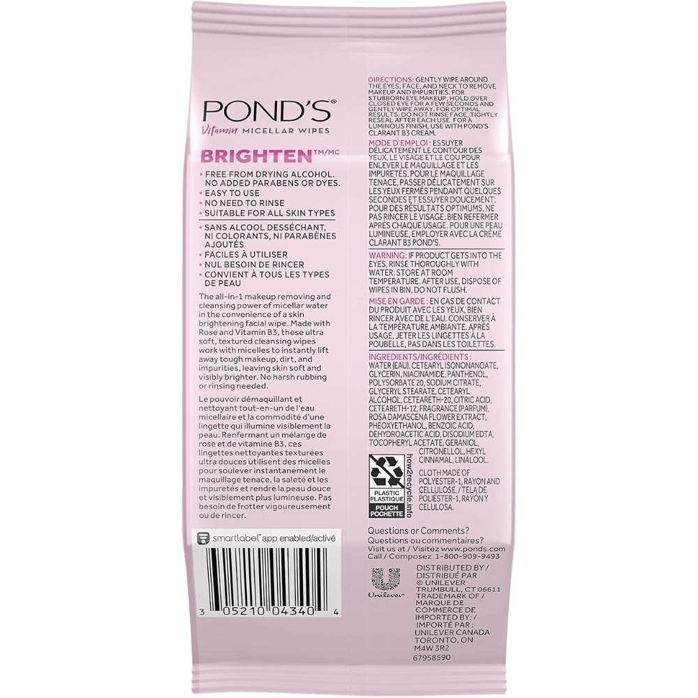 Pond's Face Ponds Brighten Facial Wipes 25 Count