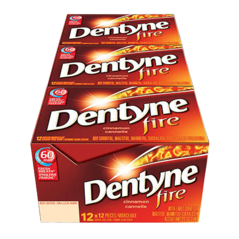 Dentyne Fire Sugar-free Cinnamon Gum 12 packs of 12