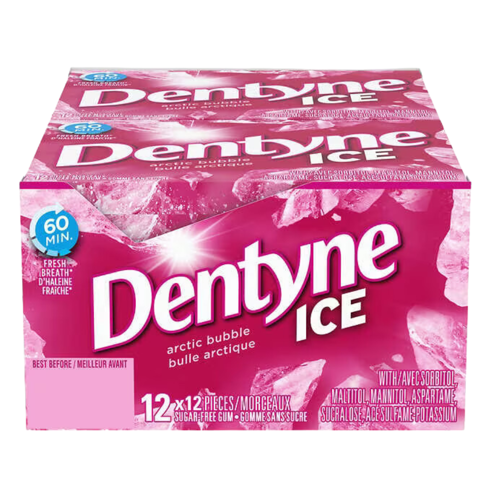 Dentyne Ice Artic Bubble Sugar-free Gum 12 packs of 12