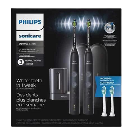 Philips Sonicare Optimal Clean Edition 2-Pack Rechargeable Electric Toothbrush, Black